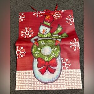 Vintage Voila Snowman Wreath Christmas Gift Bag 13” x 18” x 5”